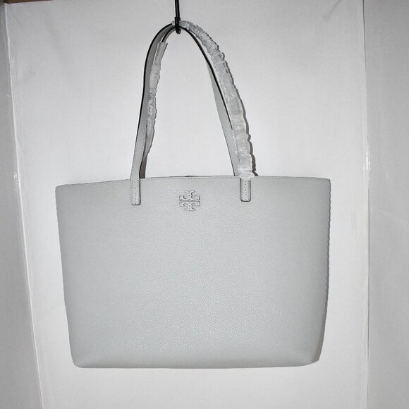 Tory Burch McGraw Tote in Feather Grey #1522221 021 NWT Details:Leather Lined